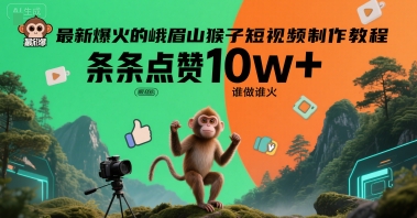 最新爆火的峨眉山猴子短视频制作教程，条条点赞10w+，谁做谁火【教程+提示词】-老K资源网