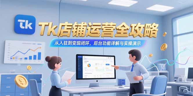 （15345期）Tk店铺运营全攻略，从入驻到变现闭环，后台功能详解与实操演示-老K资源网