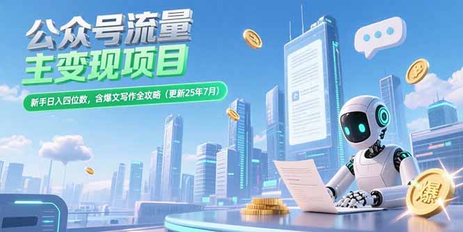 （15340期）公众号流量主变现项目，新手日入四位数，含爆文写作全攻略(更新25年7月)-老K资源网