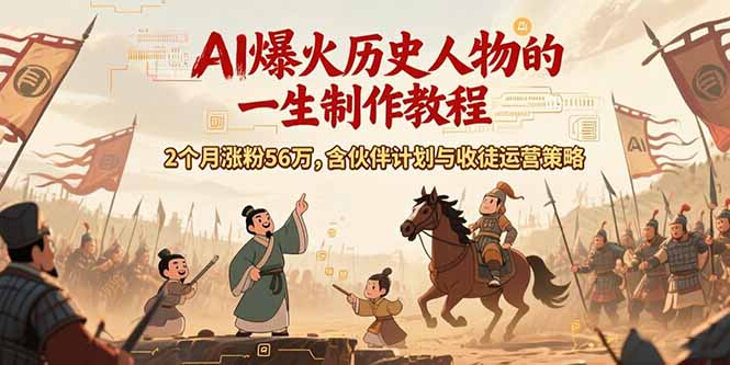 （15336期）AI历史人物赛道课程，2个月涨粉56万，含伙伴计划与收徒运营策略-老K资源网