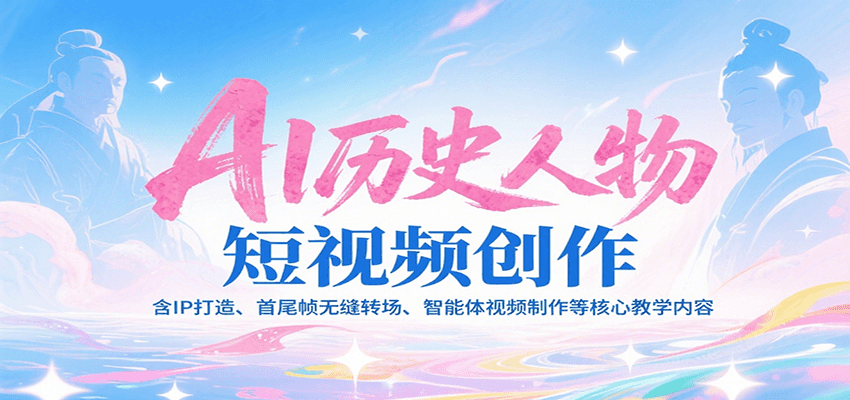AI历史人物短视频创作，含IP打造、首尾帧无缝转场、智能体视频制作等核心教学内容-老K资源网