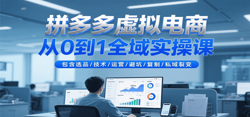 拼多多虚拟电商从0到1全域实操课，包含选品/技术/运营/避坑/复制/私域裂变-老K资源网