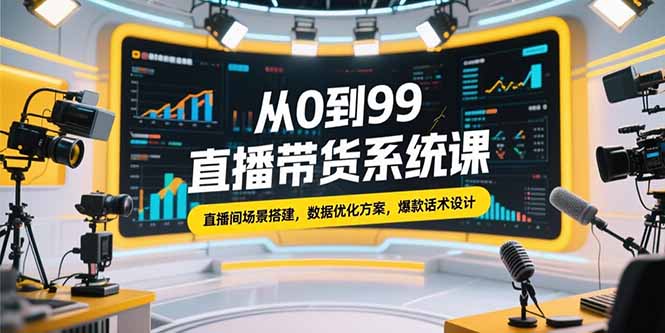（15362期）从0到99直播带货系统课，直播间场景搭建，数据优化方案，爆款话术设计-老K资源网