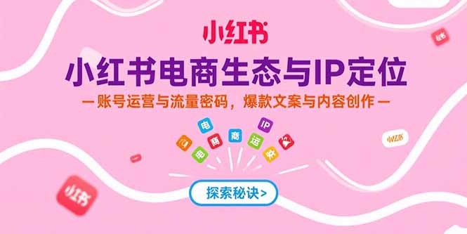 （15350期）小红书电商生态与IP定位，账号运营与流量密码，爆款文案与内容创作-老K资源网