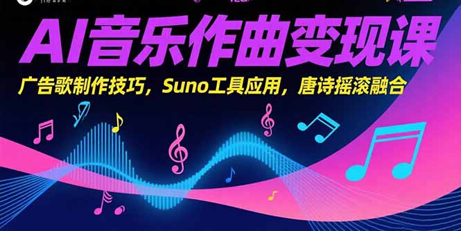 AI音乐作曲变现课，广告歌制作技巧，Suno工具应用，唐诗摇滚融合-老K资源网