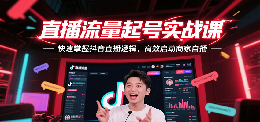 直播流量起号实战课，快速掌握抖音直播逻辑，高效启动商家自播-老K资源网