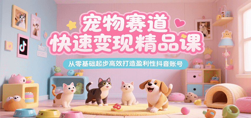 宠物赛道快速变现精品课，从零基础起步高效打造盈利性抖音账号-老K资源网