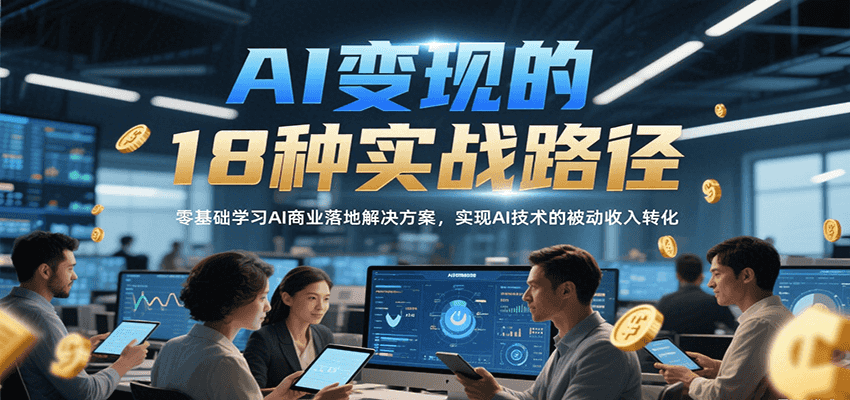 AI变现的18种实战路径，零基础学习AI商业落地解决方案，实现AI技术的被动收入转化-老K资源网