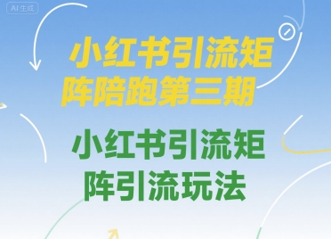 小红书引流矩阵陪跑第三期，小红书引流矩阵引流玩法-老K资源网