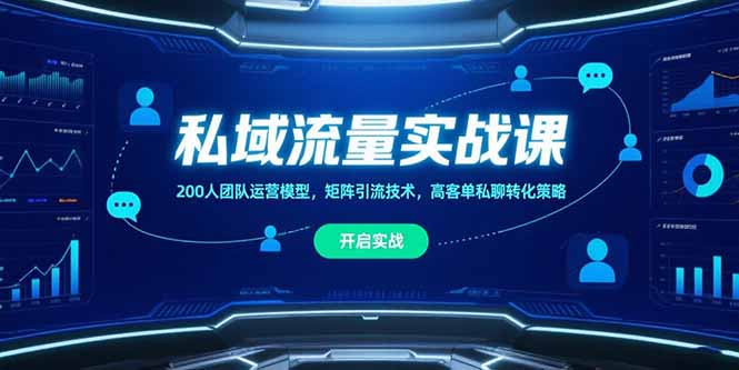 私域流量实战课，200人团队运营模型，矩阵引流技术，高客单私聊转化策略-老K资源网