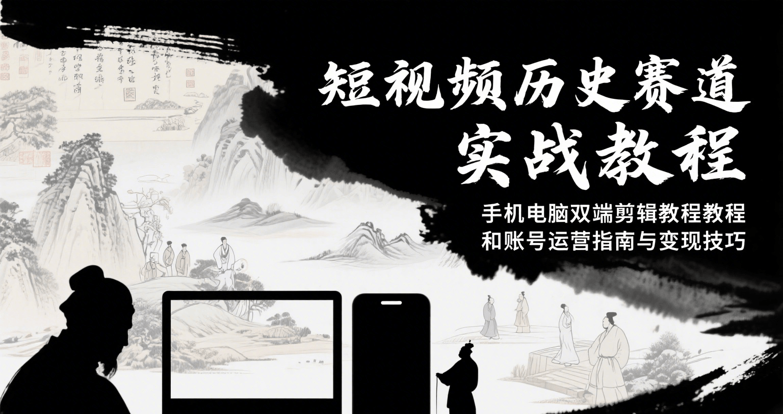 短视频历史赛道实战教程，手机电脑双端剪辑教程和账号运营指南与变现技巧-老K资源网