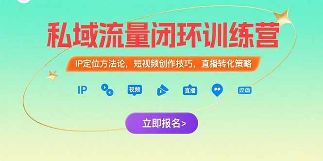 私域流量闭环训练营：IP定位方法论，短视频创作技巧，直播转化策略-老K资源网