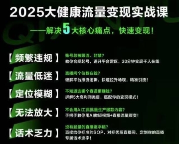 大健康流量全域新增长8.0，三月底线下课视频，大健康万亿蓝海，从类目突围到模式迭代-老K资源网