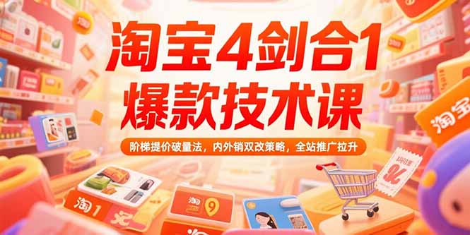 淘宝4剑合1爆款技术课73期：阶梯提价破量法，内外销双改策略 全站推广拉升-老K资源网