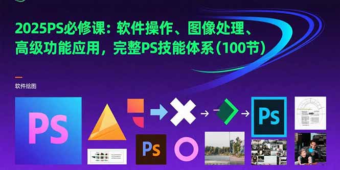 2025PS必修课：软件操作、图像处理、高级功能应用，完整PS技能体系(100节)-老K资源网