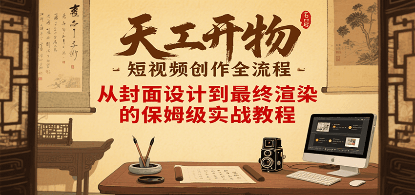 天工开物短视频创作全流程，从封面设计到最终渲染的保姆级实战教程-老K资源网