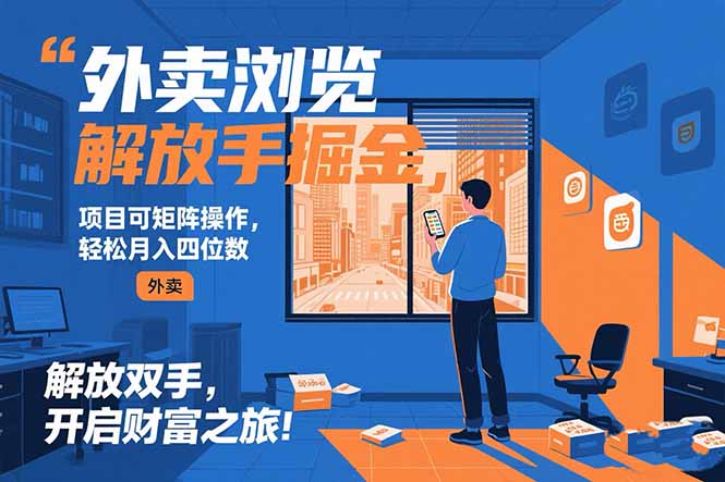 外卖浏览掘金项目 可矩阵操作 轻松日入500+-老K资源网