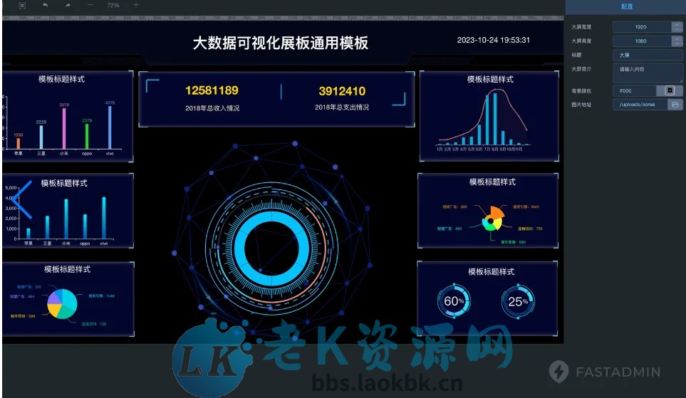 图片[3]-新可视化大屏带拖拽快速制作数据大屏内置组件DIY数据大屏开源独立（带后台）企业数据-老K资源网