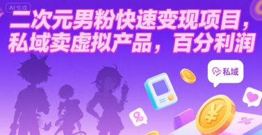 二次元男粉快速变现项目，私域卖虚拟产品，百分利润-老K资源网