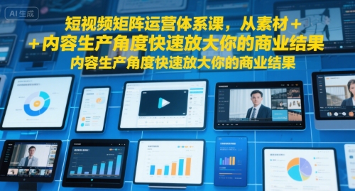 短视频矩阵运营体系课，从素材+内容生产角度快速放大你的商业结果-老K资源网