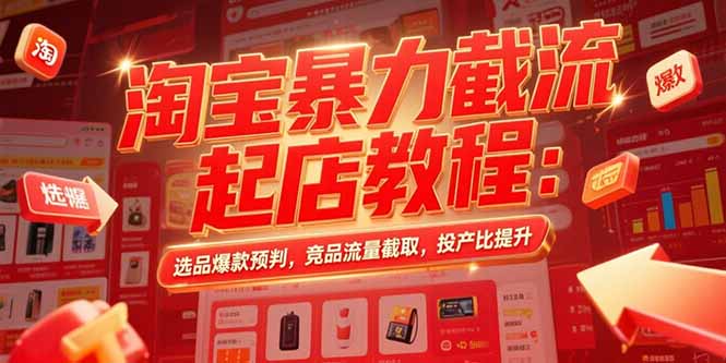 淘宝暴力截流起店教程：选品爆款预判，竞品流量截取，投产比提升-老K资源网