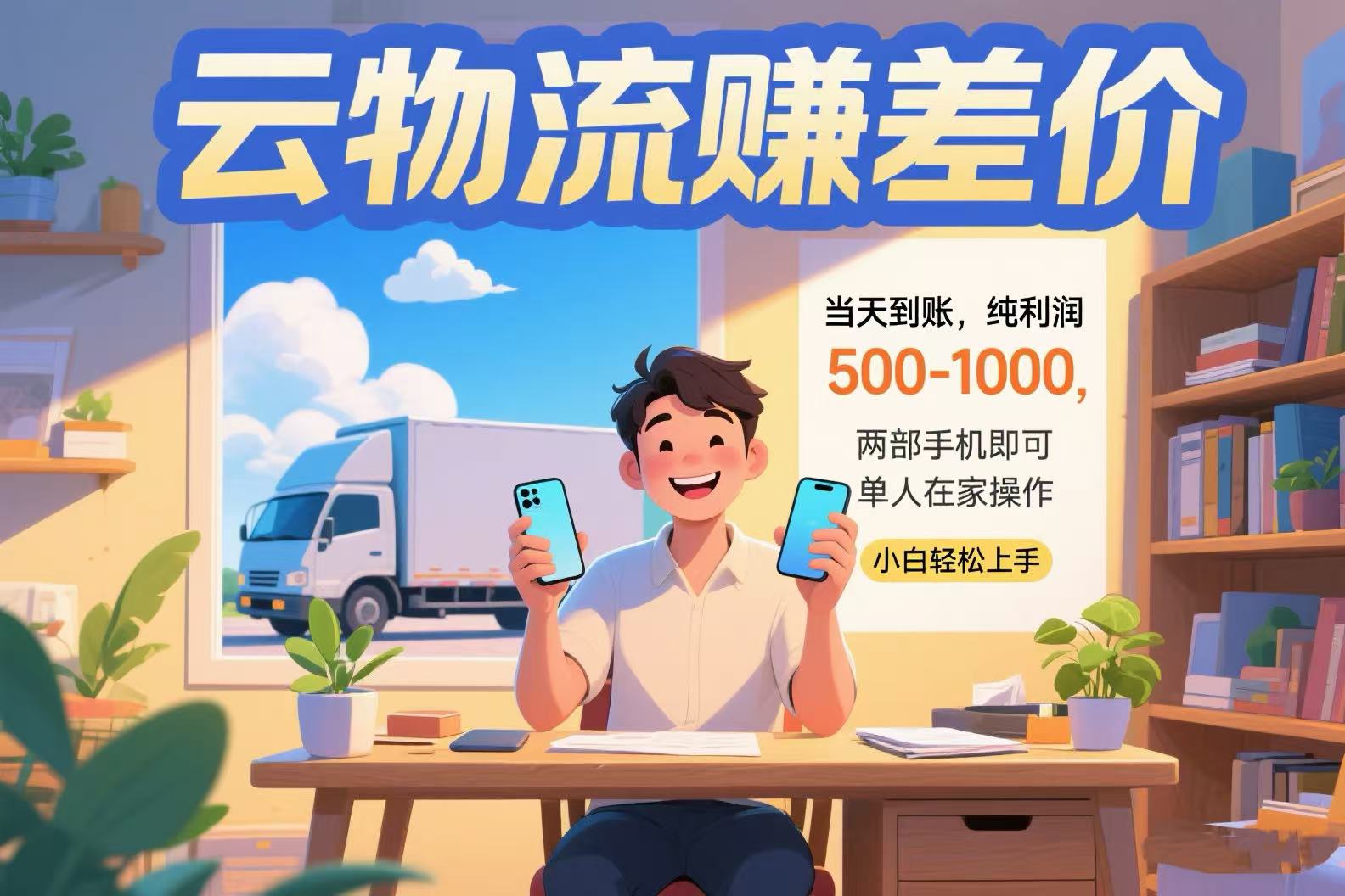 云物流赚差价 当天到账纯利润500-1000 两部手机即可 可单人在家操作 小…-老K资源网