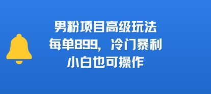 男粉项目高级玩法，每单899，冷门暴利，小白也可操作-老K资源网