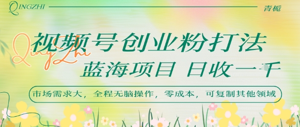 视频号创业粉打法，日入1k，蓝海项目，市场需求大，全程无脑操作，可复制-老K资源网