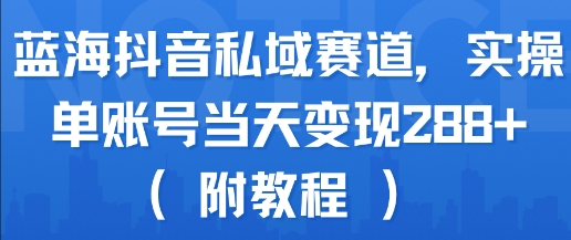 蓝海抖音私域赛道，实操单账号当天变现288+(附教程)-老K资源网