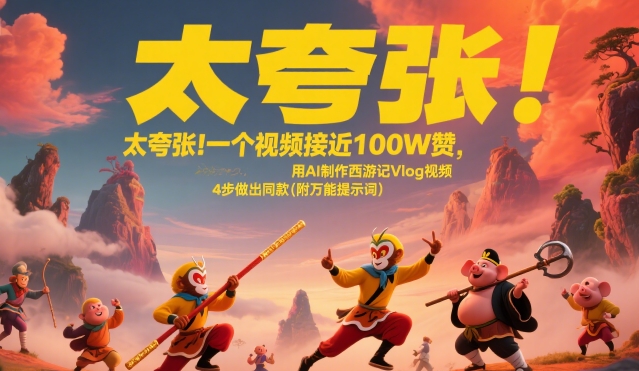 太夸张！一个视频接近100W赞，用AI制作西游记Vlog视频，全流程拆解来了(附万能提示词)-老K资源网