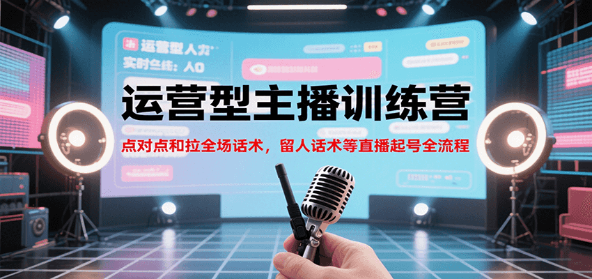 运营型主播训练营，点对点和拉全场话术，留人话术等直播起号全流程（更新7月）-老K资源网