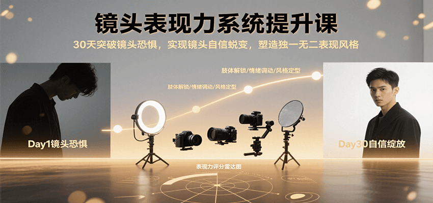 镜头表现力系统提升课，30天突破镜头恐惧实现自信蜕变，塑造独一无二表现风格-老K资源网