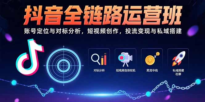 抖音全链路运营班：账号定位与对标分析，短视频创作，投流变现与私域搭建-老K资源网