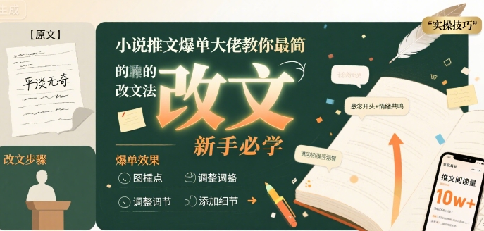 小说推文爆单大佬教你最简单的改文方法实操课，新手必学-老K资源网
