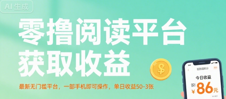 零撸阅读平台获取收益，最新无门槛平台，一部手机即可操作，单日收益50-3张-老K资源网