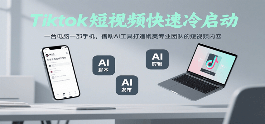 Tiktok短视频快速冷启动，一台电脑一部手机，借助AI工具打造媲美专业团队的短视频内容-老K资源网