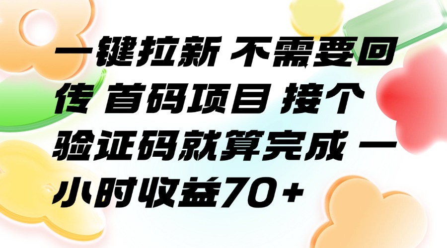 一键拉新 不需要回传 首码项目 接个验证码就算完成 一小时收益70+-老K资源网