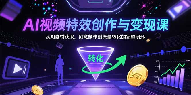 AI视频特效创作与变现课：从AI素材获取、创意制作到流量转化的完整闭环-老K资源网