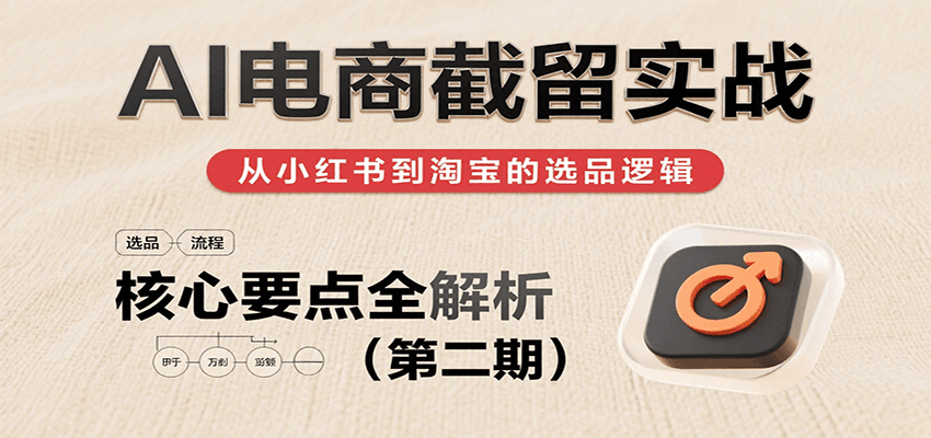 AI电商截留实战，小红书、淘宝等电商平台选品思路及核心要点（第二期）-老K资源网