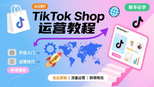 TikTok Shop从0到1运营教程，TikTok跨境电商新手必学课程-老K资源网