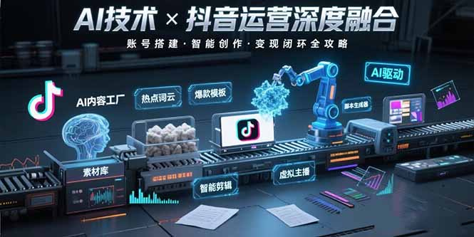 AI技术与抖音运营的深度融合应用：涵盖账号搭建、内容创作、收益变现等-老K资源网