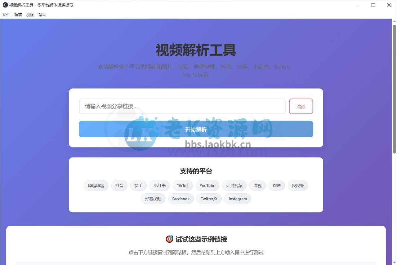 VideoParser，支持海内外几十个平台的视频解析下载器-老K资源网