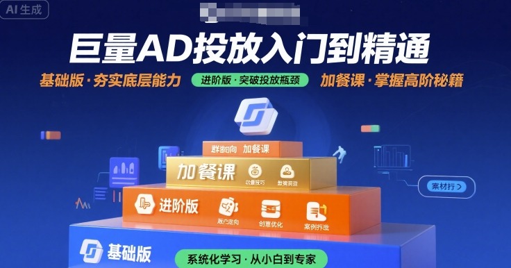 巨量AD投放入门到精通，基础版+进阶版+加餐课-老K资源网