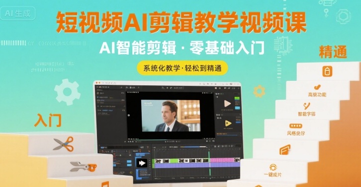 短视频AI剪辑教学视频课，入门到精通-老K资源网