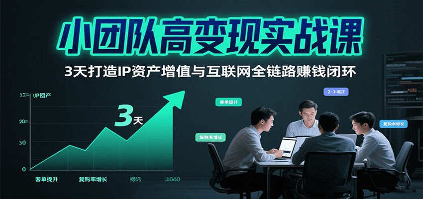 小团队高变现实战课，3天打造IP资产增值与互联网全链路赚钱闭环（第二期）-老K资源网