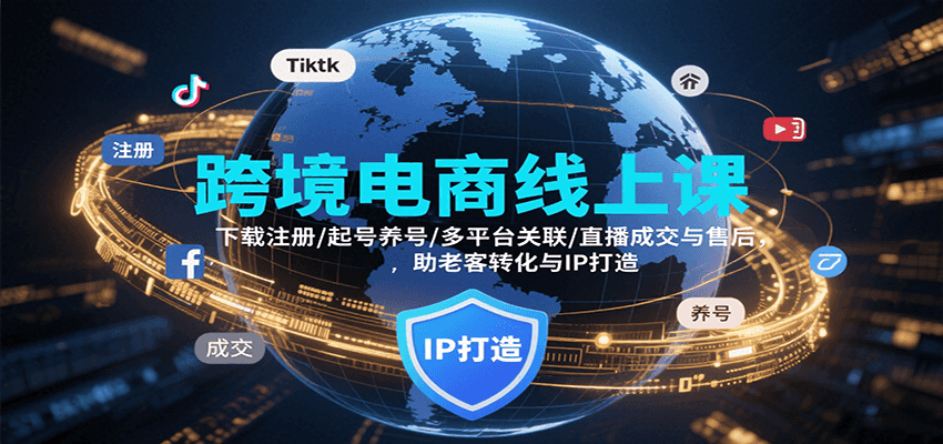 跨境电商线上课，下载注册/起号养号/多平台关联/直播成交与售后，IP打造与老客转化-老K资源网