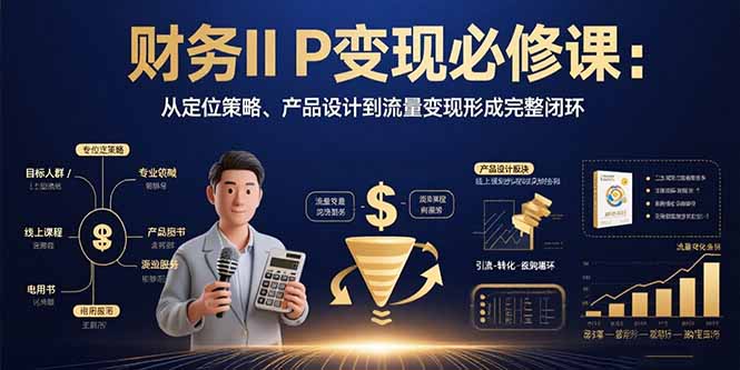 财务IP变现必修课：从定位策略、产品设计到流量变现形成完整闭环-老K资源网