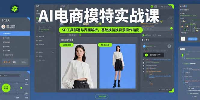 AI电商模特实战课，SD工具部署与界面解析，基础换装换背景操作指南-老K资源网
