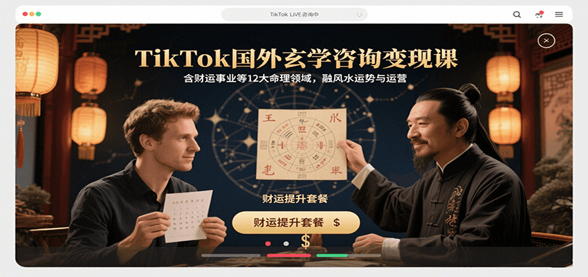 TikTok国外玄学咨询变现课，含财运事业等12大命理领域，融风水运势与运营-老K资源网