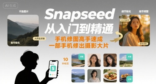 Snapseed从入门到精通，手机修图高手速成，一部手机就能修出摄影大片-老K资源网